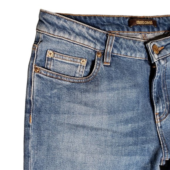 Roberto Cavalli Jeans Womens Sz IT-44 US-8 Regular Straight Leg Medium Wash NWT - Picture 4 of 12